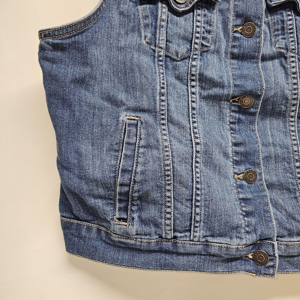 Old Navy Denim Vest L/G Gray Distressed Sleeveless SP14 VJ306488 Vintage Look - Picture 5 of 16
